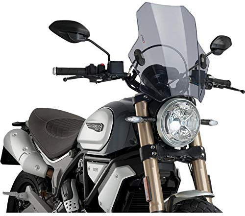 Puig 8088H Lampenverkleidung Nichtrundscheinwerfer Aerodynamik, Getönt | mit ABE, für Honda CB600F Hornet, Kawasaki W800, Yamaha MT-03, Triumph Bonneville T100, Ducati Scrambler Full Throttle