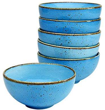CreaTable 11,5 cm, Blue, 22087, Serie Nature Collection, 6-teiliges Geschirrset, Dipschale aus Steinzeug, spülmaschinen-und mikrowellengeeignet, Qualitätsproduktion, 800 milliliters
