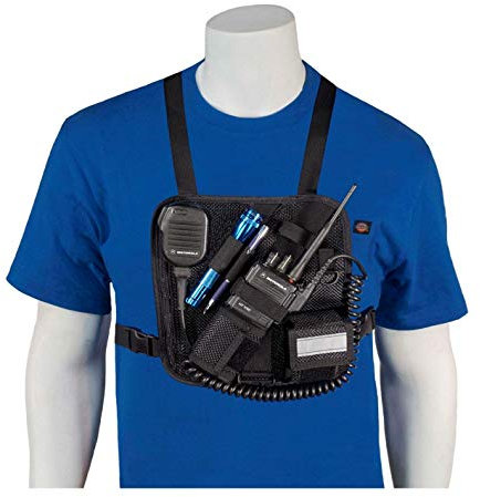 HOLSTERGUY RCH-201M (Mesh) Radio Chest Harness Shoulder Radio Holster Adjustable Chest Pack for Motorola ICOM Vertex Two-Way radios and walkie talkies Handmade in USA Black