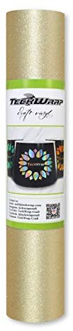 TECKWRAP Glitter Vinyl Adhesive Craft Vinyl,1ftx5ft,Champagne Gold