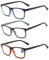 MMOWW 3er-pack Lesebrille Damen und Herren - Anti-blaue Computerbrille mit Federscharnieren (Grau+Blau+Rot,+1.0)