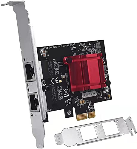 C&N Carte Réseau Dual Port PCIe Gigabit NIC Adaptateur PCI Express 2 Ports Réseau RJ45 Port-RTL8125B Chipset-Ethernet Carte Réseau NIC Adaptateur Server Adapter, Compatible Win10/8/7, Sever, Linux