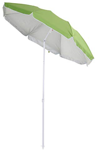 Outsunny Sombrilla de playa Sombrilla reclinable octogonal Ø 160 cm tejido poliéster de alta densidad UV mástil desmontable bolsa de transporte incluida verde