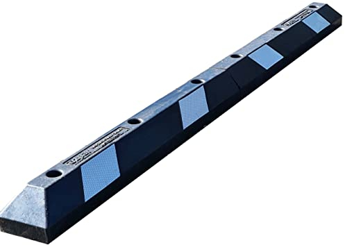 UvV UVPK800x Parkstopper, Radstopp 180 cm (2 x 90cm) Gummi Parkplatzbegrenzer inkl. Schraubenset. 100% Recycling Gummi (schwarz-Silber Reflex)