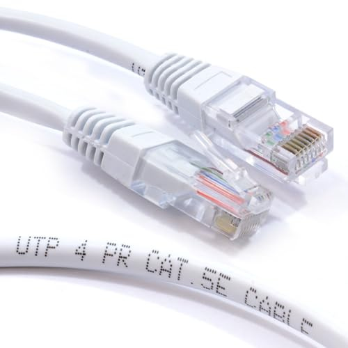 kenable White Network Ethernet Cable Cat5e RJ45 UTP Patch Lead 26AWG CCA 50m