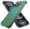 GRECAZO Magnetic Slim Case Fit for iPhone 12 Pro Max Phone Case 6.7(2020) Ultra-Thin Lightweight Durable Frameless Matte Hard MagSafe Cover Case with Pull Ring Shockproof Non Slip Rope-Dark Green