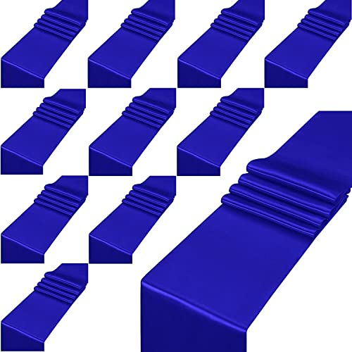 KAHEIGN 12Pcs Tischläufer Satin-Tischläufer Set, 30cm x 275cm Rechteckig Tischdecken Einfarbig Tischläufer Weicher Samt Tischläufer für Party Hochzeit Geburtstagsfeier Tischdekoration