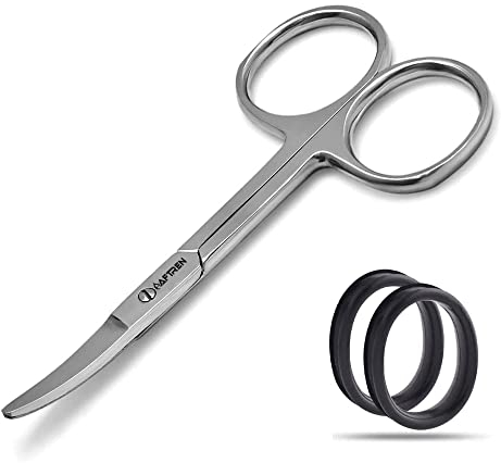 Professional Children's Scissors from 4 Years for Right-Handed Children's Nail Scissors Round tip 4.5 Eyebrows Eyelashes Nose Hair Ears Mustache Left-Handed Stainless Steel Neat Blade (Silver)