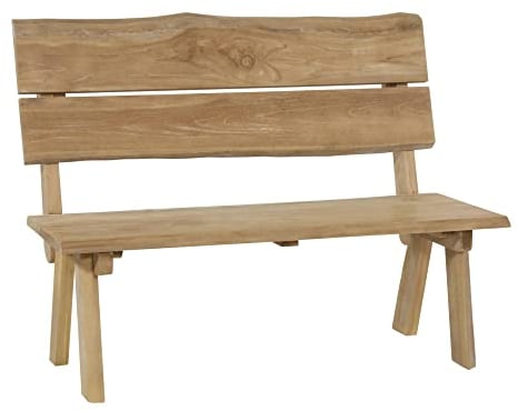 GMD Living Rustikale Teakholz Gartenbank Salzburg, 130 x 63 x 100 cm in Natur