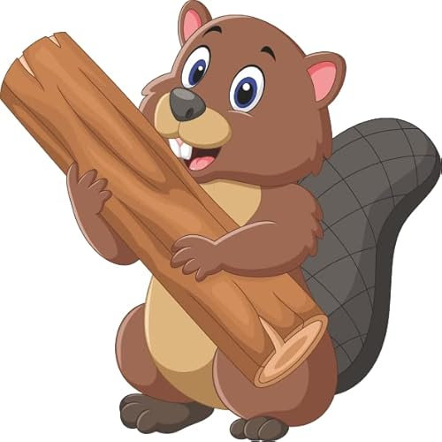 U24 Aufkleber Biber mit Stamm 30 x 30 cm Autoaufkleber Sticker Konturschnitt