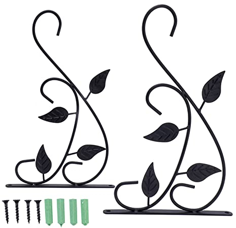 HERCHR Support pour Plantes à Suspendre, 2 Crochets Muraux pour Plantes à Suspendre, Crochets à Suspendre pour Plantes d'art en Fer Noir, Crochets Muraux Décoratifs pour Pot De Fleurs Suspendu