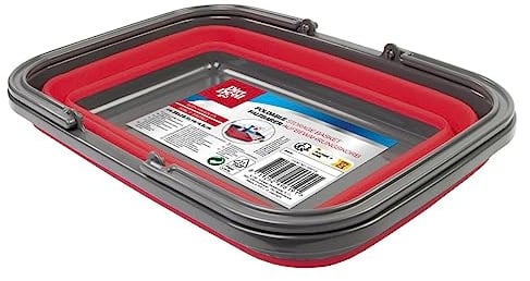 Dirt Devil Cubo Plegable – 17 litros – 38 x 28,5 x 16/4,5 cm – Ahorra Espacio Limpieza y Camping – Rojo