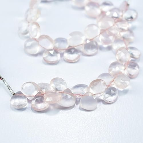 Natural Rose Quartz Heart Faceted Beads 6.5-7mm 7.5 inch Long String Jewelry Making Gemstone Beads for Necklace Bracelet