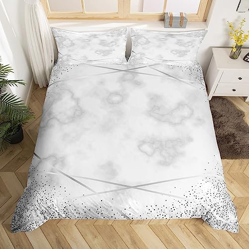 Homewish Funda de edredón de mármol gris Super King,juego de ropa de cama de mármol blanco negro para jóvenes,funda de edredón geométrica a rayas,juegos de cama con textura de tinta fluida c