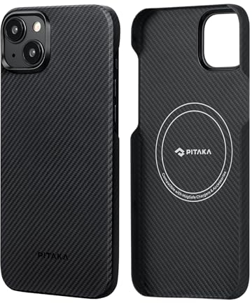 pitaka Hülle für iPhone 15 Plus Kompatibel mit Magsafe Ultradünn Hülle aus Aramidfaser Magnetische Schutzhülle mit Metall Kameraschutz Kratzfeste Handyhülle [MagEZ Case 4] Schwarz/Grau