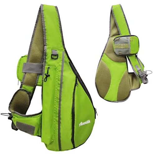 EUPHENG Aventik Tenkara Sling Pack, verstellbare Outdoor-Angel-Umhängetasche, große Kapazität mit Multifunktion, Grün , 22.8 inches, Sling Bag