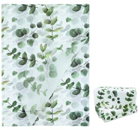 Bekeco Di 100 Fogli di Carta Velina con Foglie Verdi, Carta da Regalo con Foglie Stampate Botaniche 14x20 Pollici, Carta Velina per Confezioni Regalo, Compleanni, Festival, Artigianato Diy