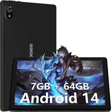 DOOGEE U9 Tablet 10 Pollici Android 14, 7GB RAM+64GB ROM/TF 1TB, WiFi 6 Tablet PC Gaming, Widevine L1/5060mAh/1280 * 800/5MP+2MP/TÜV SÜD/OTG/BT 5.0/3.5mm Jack, Nero