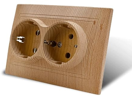 Enchufe de pared para montaje empotrado, juego de tomas eléctricas de pared, enchufes eléctricos de pared interior 250 V CA 16 A, doble inserción empotrada y tapa, enchufe empotrado vetas de madera