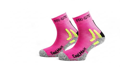 PRO-ELITE Chaussettes Coolmax anti-ampoules pour homme et femme pour course à pied, trekking, vélo, athlétisme, football, tennis, padel et randonnée
