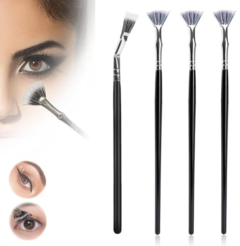 HIDRUO Folding Angle Scalloped Lash Brush, Mascara Fan Brush, Comb Separator for Upper Lower Eye Lash, Soft Brush Bristles Lengthened lashes Eyebrow Brush Makeup Tool (3PCS)