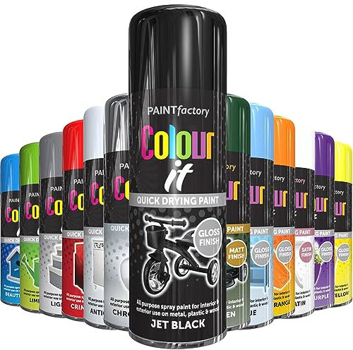 AlezyB 1x Black Gloss All Purpose Spray Paint 400ml Professional Quality and Fantastic Finish, Interior, Exterior, Household Multipurpose Spray for Metal | Plastic | Wood | Glass