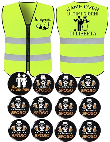 14pz Addio al Celibato Gadget Gilet Regalo Sposo+Spilla Sposo +12 pz Spille Amico dello Sposo Confezione Groom To Be Regalo Decorazione Addio Celibato Per Festa Matrimonio Regalo Nozze Fidanzamento