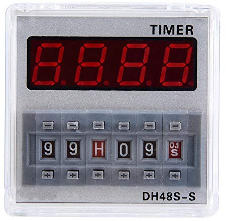 Timer Relay, 12V, 24V, 380V Programmable Delay Time Relay Timer 0.1S-99H 8-Pin DH48s Digital Timer Relay Board for Home Brewing Oven Incubator(12VAC/DC)