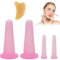 Face Cupping Massager Set,Ventosas Masaje,Dispositivo de Ventosas de Silicona 4PC Ventosas Anticeluliticas con Gua Sha Facial para Masaje de Cuello Cara Y Cuerpo (Rosa)