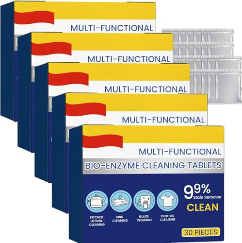 Multifunktionale Bio-Enzym-Reinigungstabletten, Bio-Enzym-Reinigungstabletten, multifunktionale Fleckenentfernung, Haushalts-Reinigungstabletten, löst schnell Reinigungstabletten (5 Box)