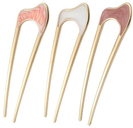 XUKZIMA 3 Pcs U-förmige Haarnadeln Französischer Stil Metall für Frauen Haarstyling Zubehör