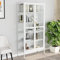 Iiaky Vitrine Weiß 90x40x180 cm Stahl und Gehärtetes Glas Vitrinenschrank Vintage Sammlervitrine