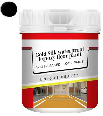 Pvzxr Floor Paint, Pvzxr Quick-Dry Anti-Slip Water-Based Floor Paint, Gold Silk Waterproof Epoxy Floor Paint, Water-Based Floor Paint, for Both Indoorand Outdoor Surfaces (Black)