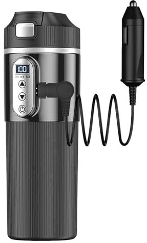 Tasse chauffante de voiture, tasse chauffante 12 V/24 V, tasse à café de véhicule, chaudière à eau chaude de voiture, tasse chauffante en acier inoxydable, tasse de voyage pour la conduite, les