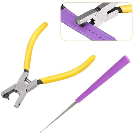 QBXMY7 2 pinze perforatrici per cinturino in pelle, 2 mm, per cintura in pelle, perforatrice per cintura in pelle, pinze, perforatrice per cinturino da polso, strumento per fai da te e tessuti per