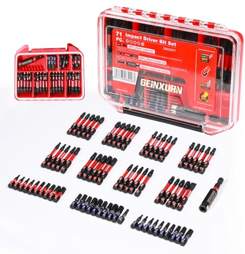 Geinxurn Impact Screwdriver Bits Set, 71pieces Case Storage Magnetic S2 Steel Multi Insert Power Bits Tips with Impact Bit Holder