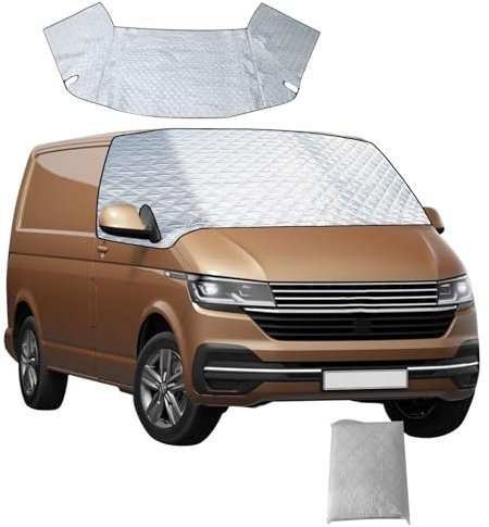 Externe Thermo Scheibenabdeckung für VW T6 2016-2022, Silber Faltbare Frontscheibenabdeckung Frontscheibe Wrap Abdeckung, Windschutzscheibe Anti Schnee Frost EIS