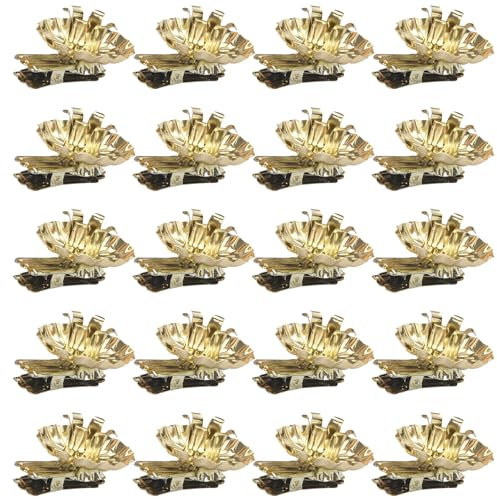20Pcs Christmas Tree Candle Holder Flower-Shaped Gold Candle Holders with Clip Metal Christmas Candle Holder for Christmas Tree Birthday Party Decorations, Christmas Tree Candle Holder