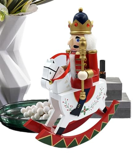 Genérico Nussknacker Schaukelpferd - Traditioneller Nussknacker aus Holz, 30,5 cm hoch, für Weihnachtsdekoration auf dem Regal, Weihnachtsschmuck Nussknacker, Nussknacker