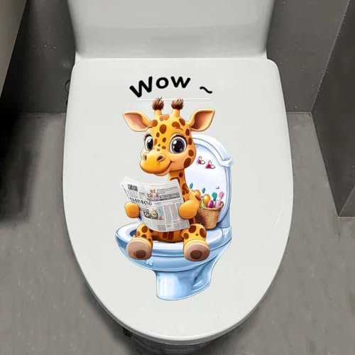 1PCS 3D Tier Giraffe Toilette Aufkleber - Selbstklebend Wasserdicht Abnehmbare Hund Katze Badezimmer & Tür Wandaufkleber Kreative Lustige Toilette Tank Aufkleber Badezimmer Zubehör (Giraffe)