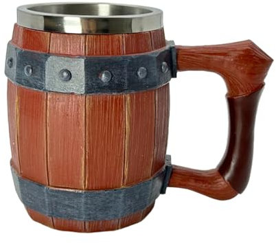 Gwezmxs Wikinger Bierkrug Personalisiert 500 ml, Bier Geschenke für Männer, Mittelalter Retro Holzimitat Stil