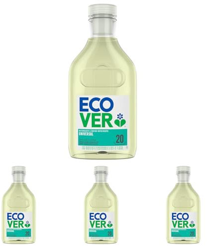 Ecover, Detergente líquido lavadora ecológico para ropa blanca y de color, Fragancia Honeysuckle, Jasmine, Universal 1L, 20 lavados (Paquete de 4)