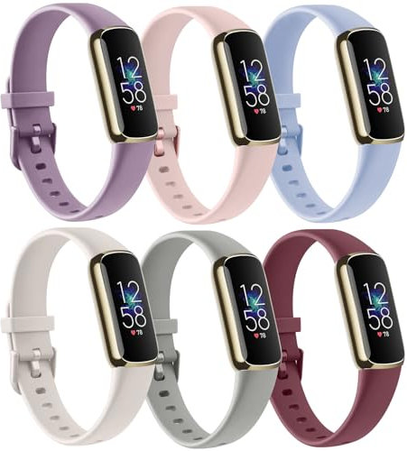 Vancle 6 Stück Armband für Fitbit Luxe Armband Damen Herren,Silikon Sport Ersatzarmbänder Uhrenarmband für Fitbit Luxe