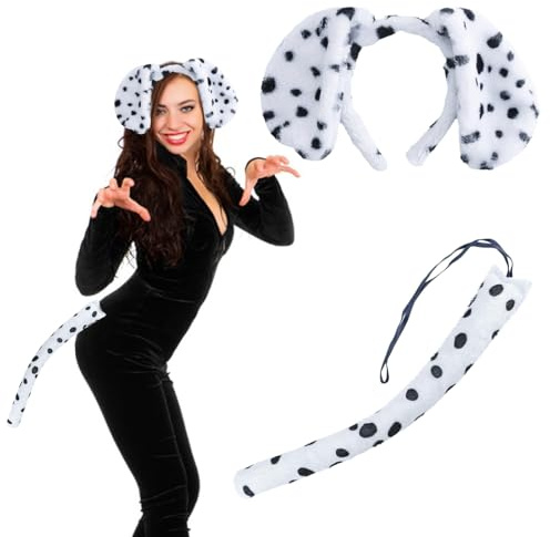 Déguisement Animaux, 2 PCS Queue de Animaux Deguisement, Animauxs Costume Accessoires, Set de Bandeaux D'animaux, Oreille Animauxs Femme avec Queue pour Halloween, Carnaval, Soirée Costumée