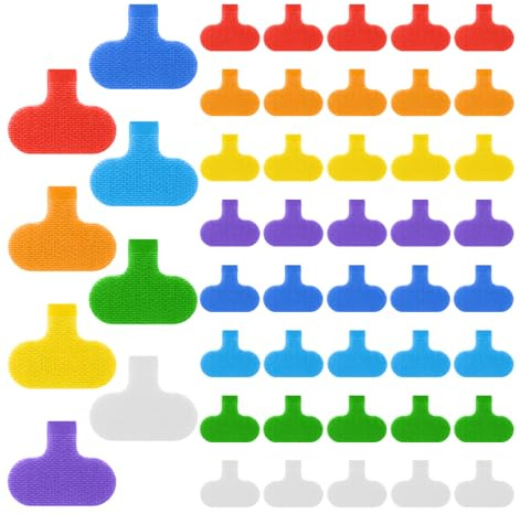 40Pcs Cable Tags, Multi-Color Cable Labels Tags Write On Cord Tag Reusable Markers for Cord Management, Easy Distinguish for Charging Cords Nylon Hook and Loop Fasteners