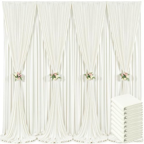 40ft x 10ft Ivory Backdrop Curtain for Wedding Ivory Wrinkle Free Backdrop Drapes Panels for Parties Baby Shower Bridal Shower Birthday Photo Photography Polyester Fabric Background Decoration