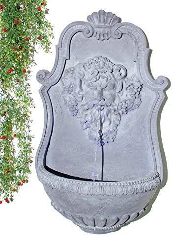 Primrose 83cm Lead Finish Zeus Water Feature Garden Outdoor Wall Mounted Fountain with LED Lights