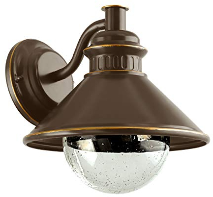 EGLO Außen-Wandlampe Albacete, 1 flammige Außenleuchte, Wandleuchte aus Stahl verzinkt, Glas: klar mit Lufteinschlüssen, Farbe: Braun, kupfer, Fassung: E27, IP44