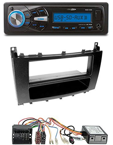Radioeinbauset: Autoradio Caliber RMD050DAB-BTDAB+ Bluetooth Radio + Radioblende + Fach + CAN-Bus Adapter + Antennenadapter geeignet für Mercedes C-Klasse (W203 Facelift) 04/2004-02/2007