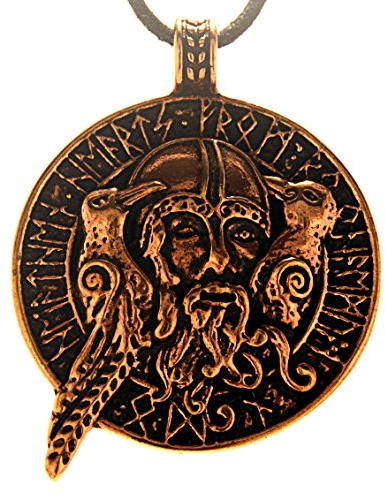 Kiss of Leather Odin mit Raben Anhänger aus Bronze mit Baumwollband Br. 131